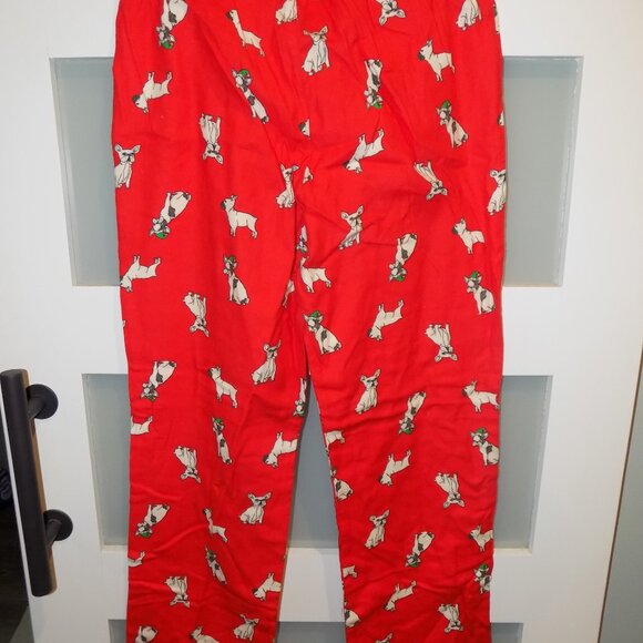 Old Navy Christmas French Bulldogs Red Flannel Pajama Bottoms Size S Women's NEW - Picture 3 of 3